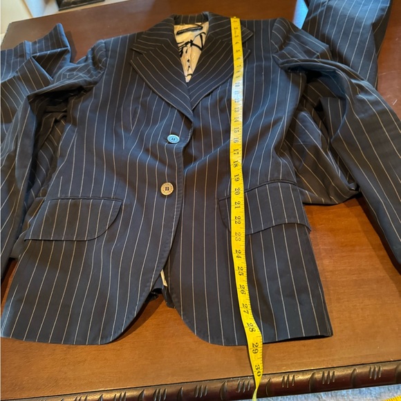 GUC DOLCE & GABBANA PINSTRIPE BUSINESS PANT SUIT BLACK TAN STRIPE SIZE 48 - Picture 11 of 12